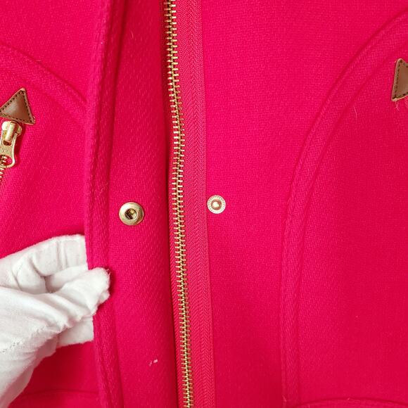 J Crew Petite Chateau Parka Coat Italian Stadium Cloth Wool Bright Pink 4P - Picture 6 of 10